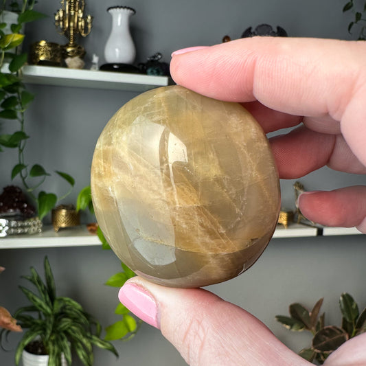 Peach Moonstone Palm Stone | 003