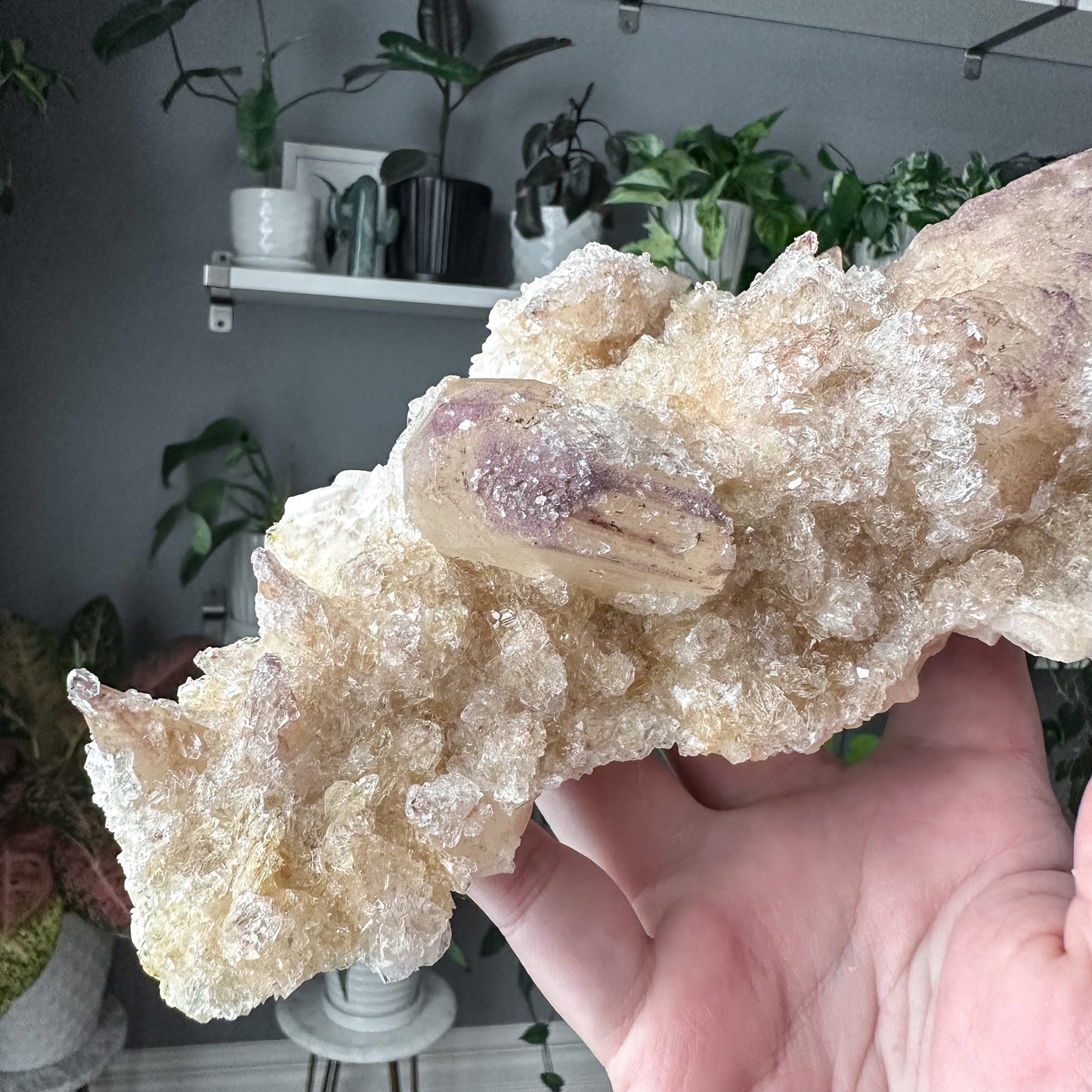 Purple Fluorite on Calcite Specimen | 002