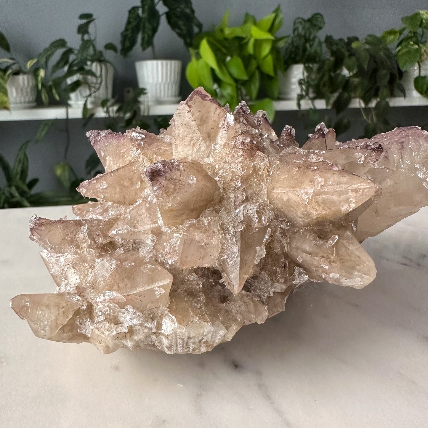 Purple Fluorite on Calcite Specimen | 001