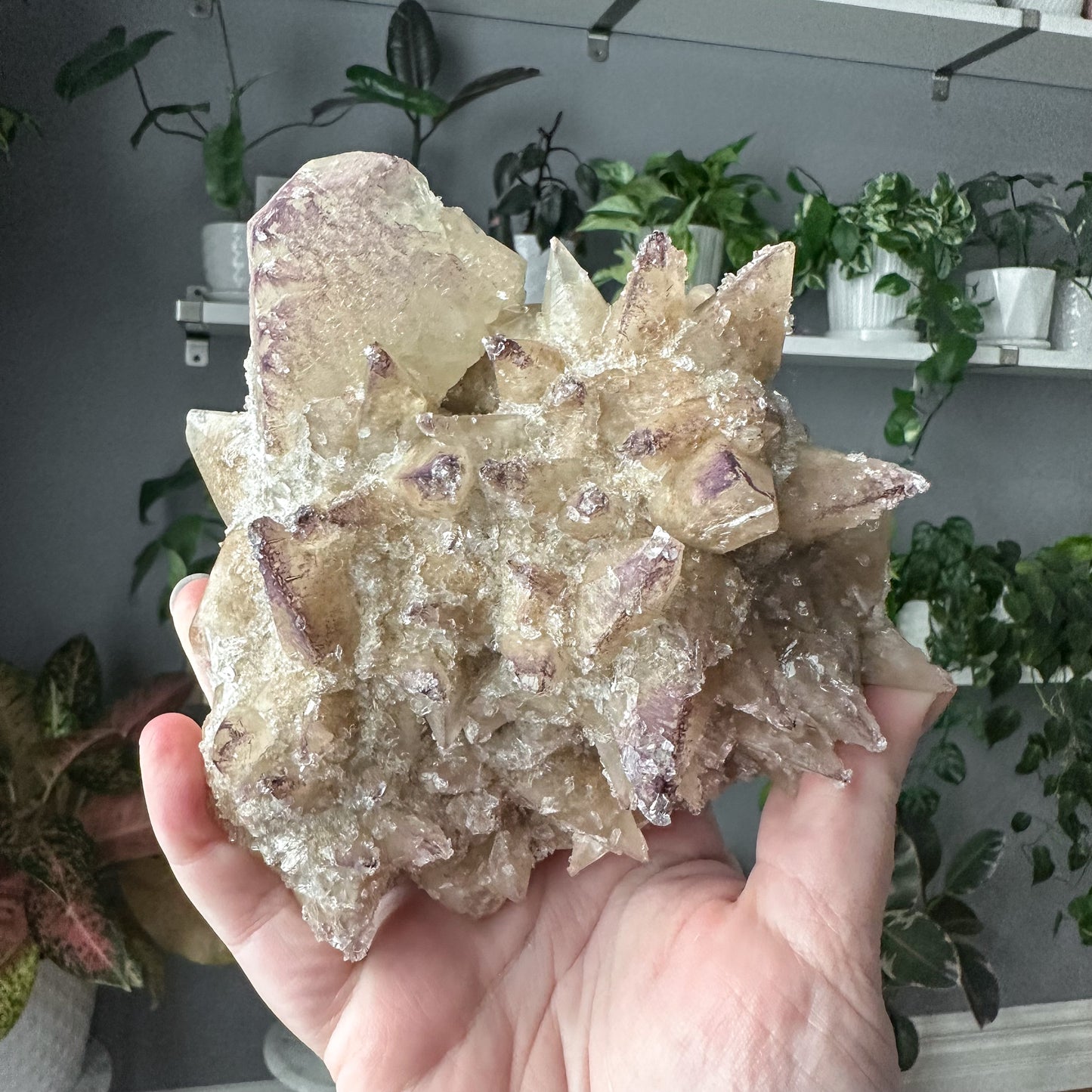 Purple Fluorite on Calcite Specimen | 001