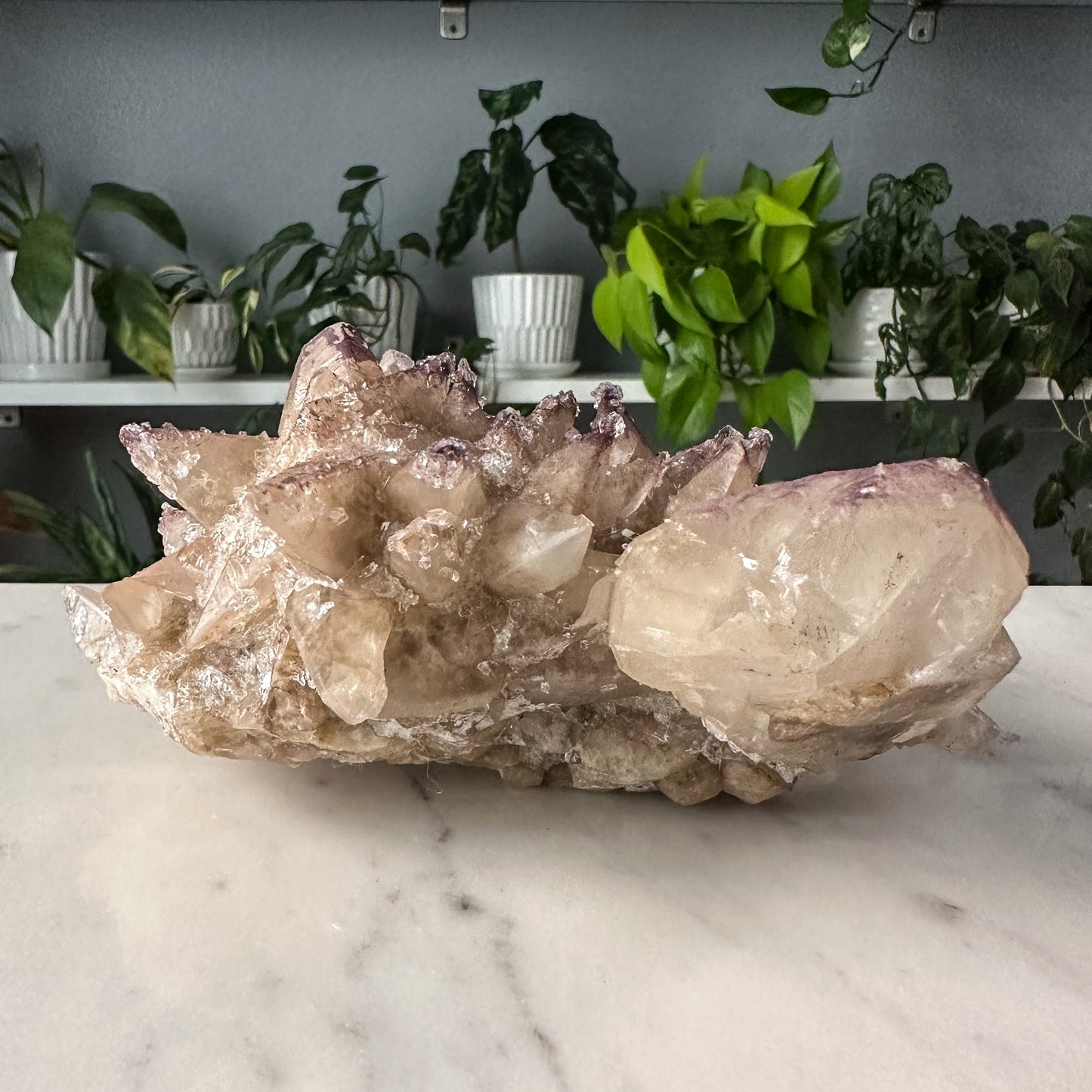 Purple Fluorite on Calcite Specimen | 001