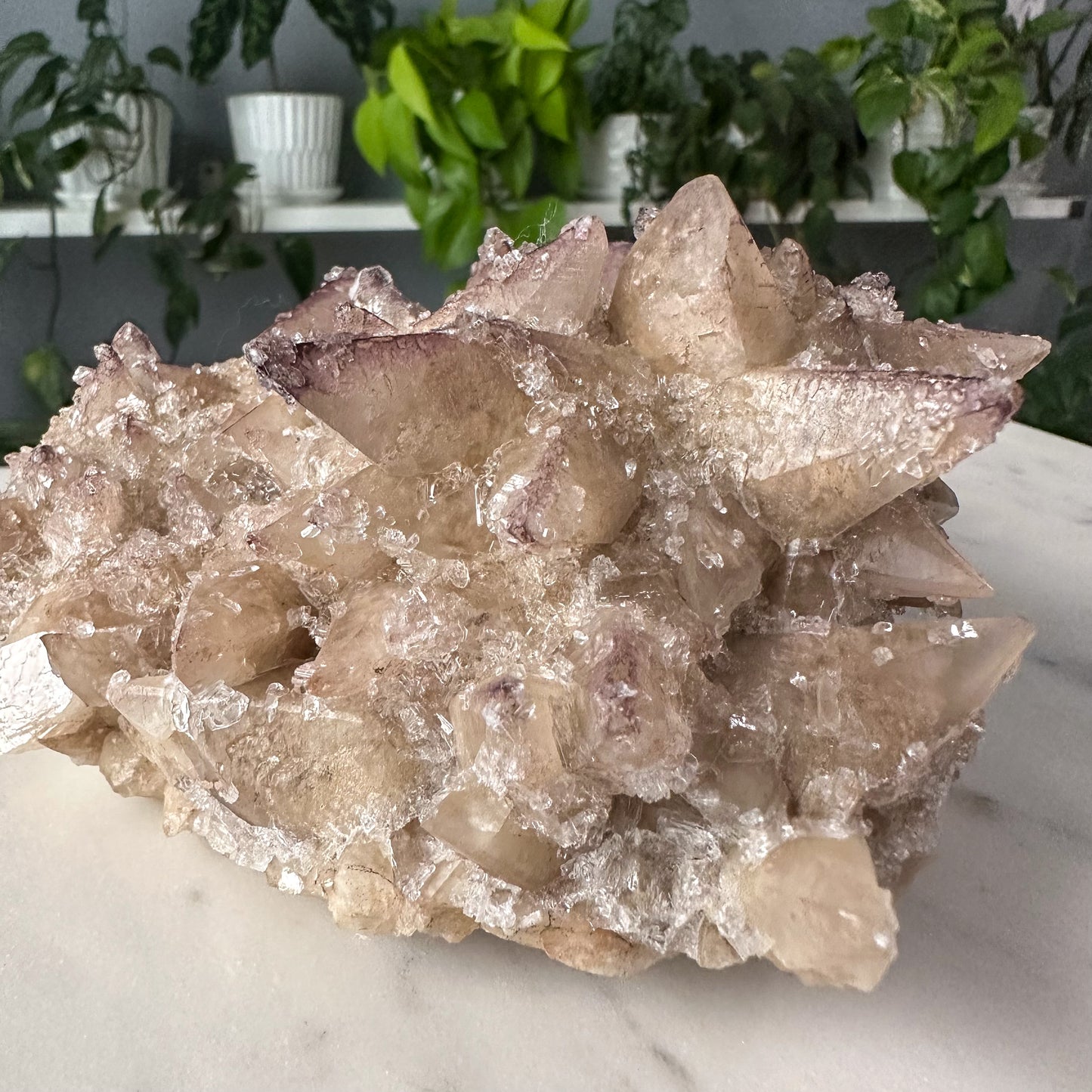 Purple Fluorite on Calcite Specimen | 001