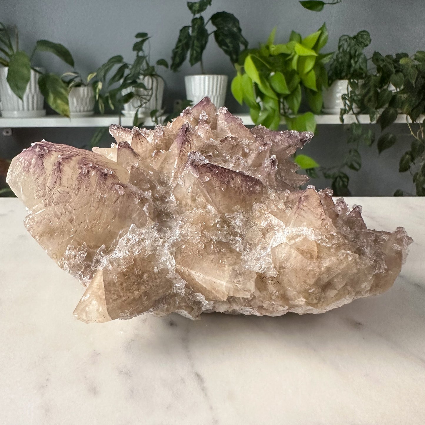 Purple Fluorite on Calcite Specimen | 001