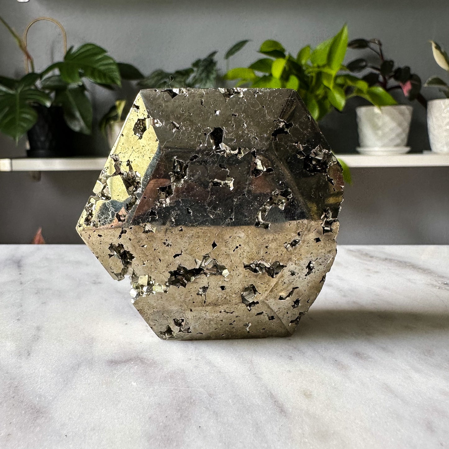 Druzy Pyrite Hexagon