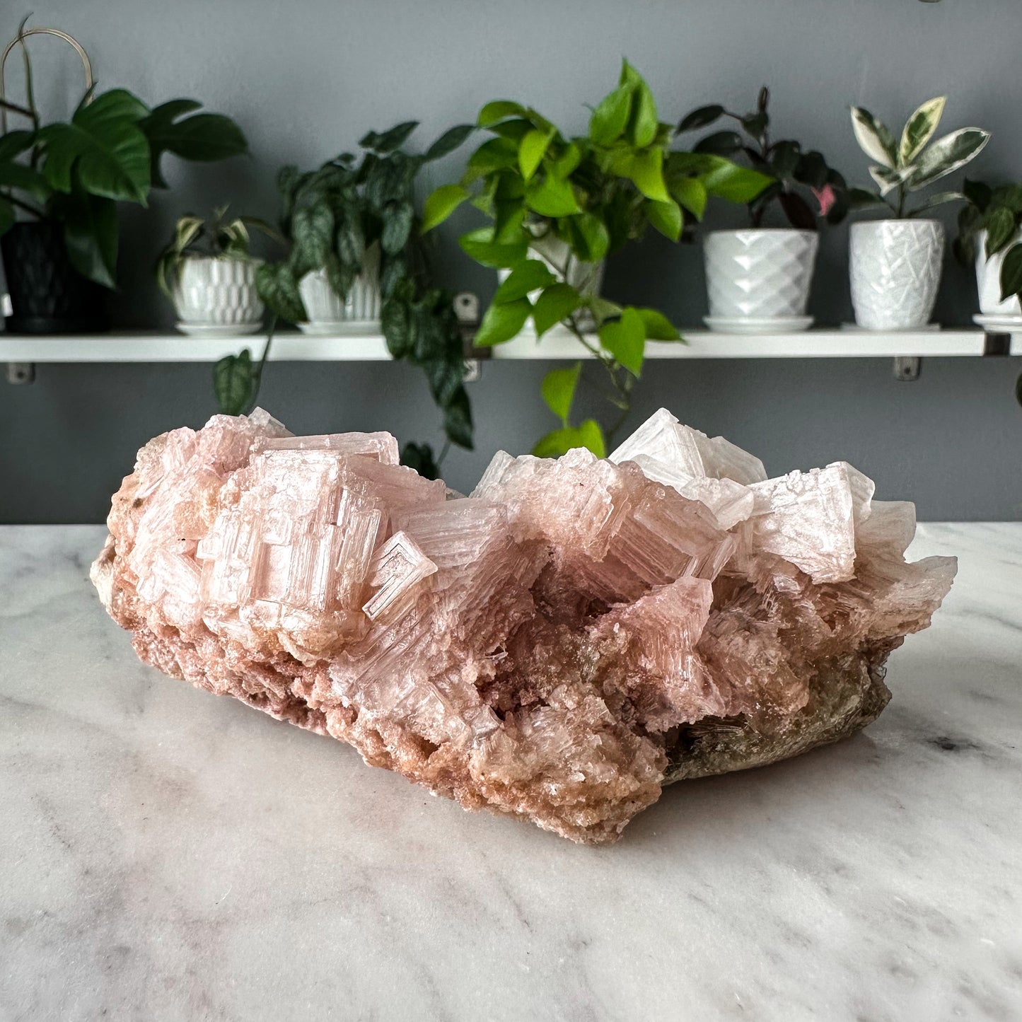 Pink Halite on Trona