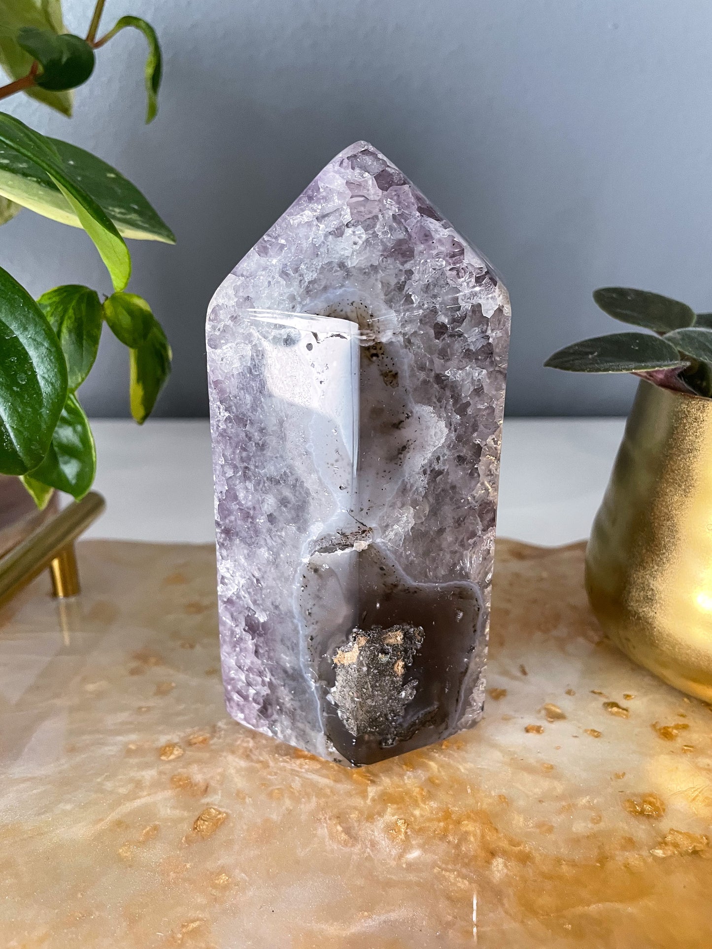 Amethyst + Quartz Tower