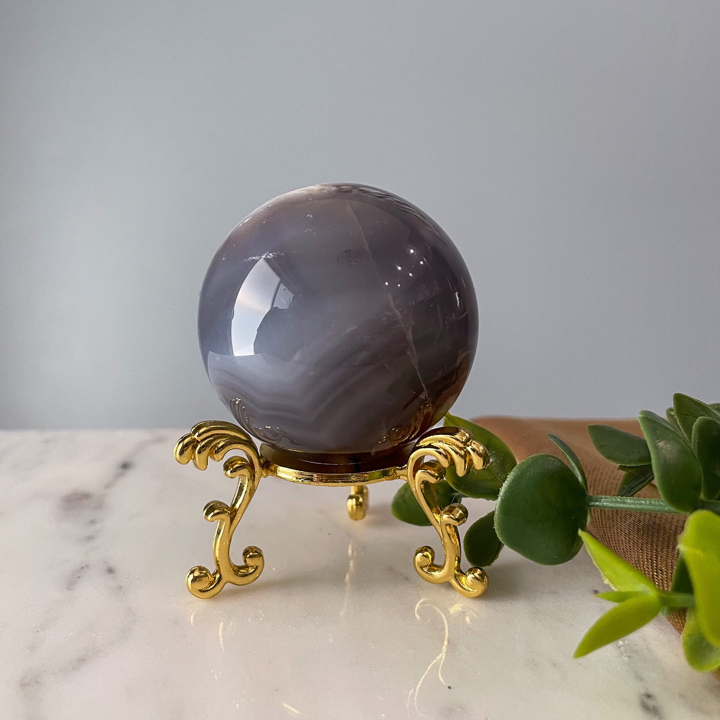 Black Flower Agate Sphere