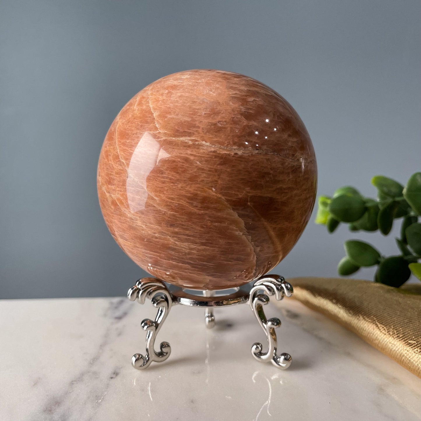 Flashy Peach Moonstone Sphere