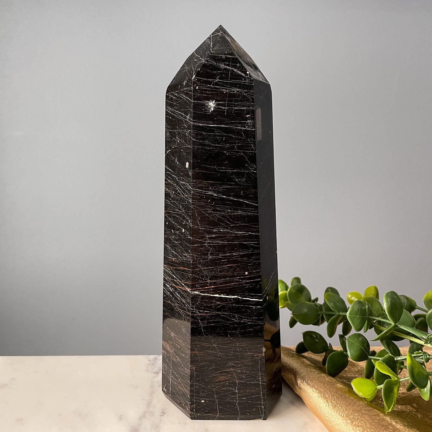 Black Tourmaline with Hematite Tower