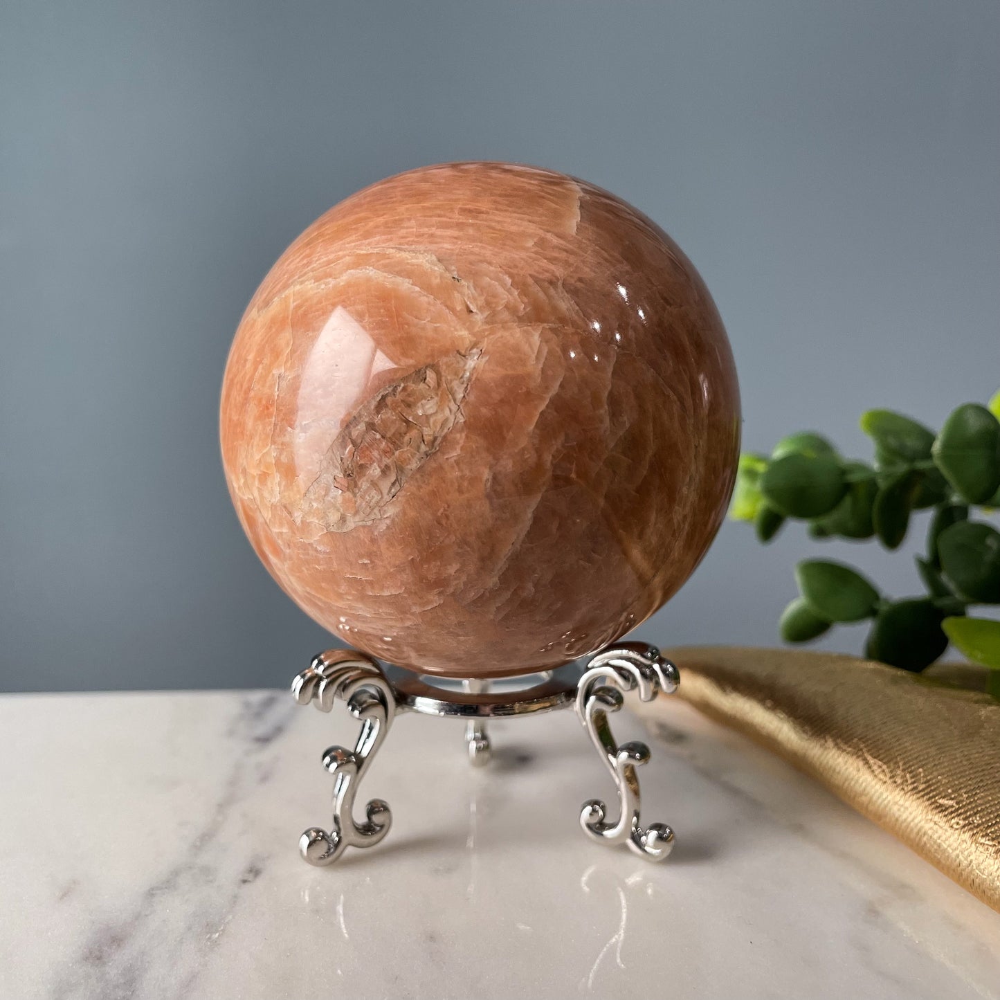 Flashy Peach Moonstone Sphere