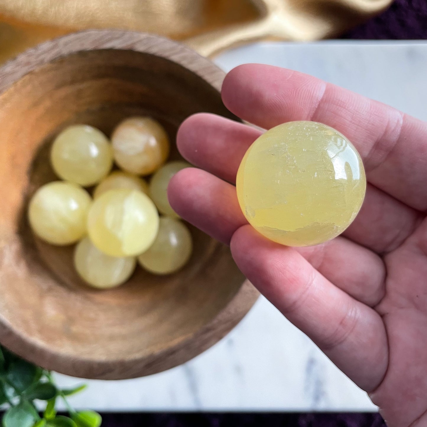 Lemon Calcite Small Sphere