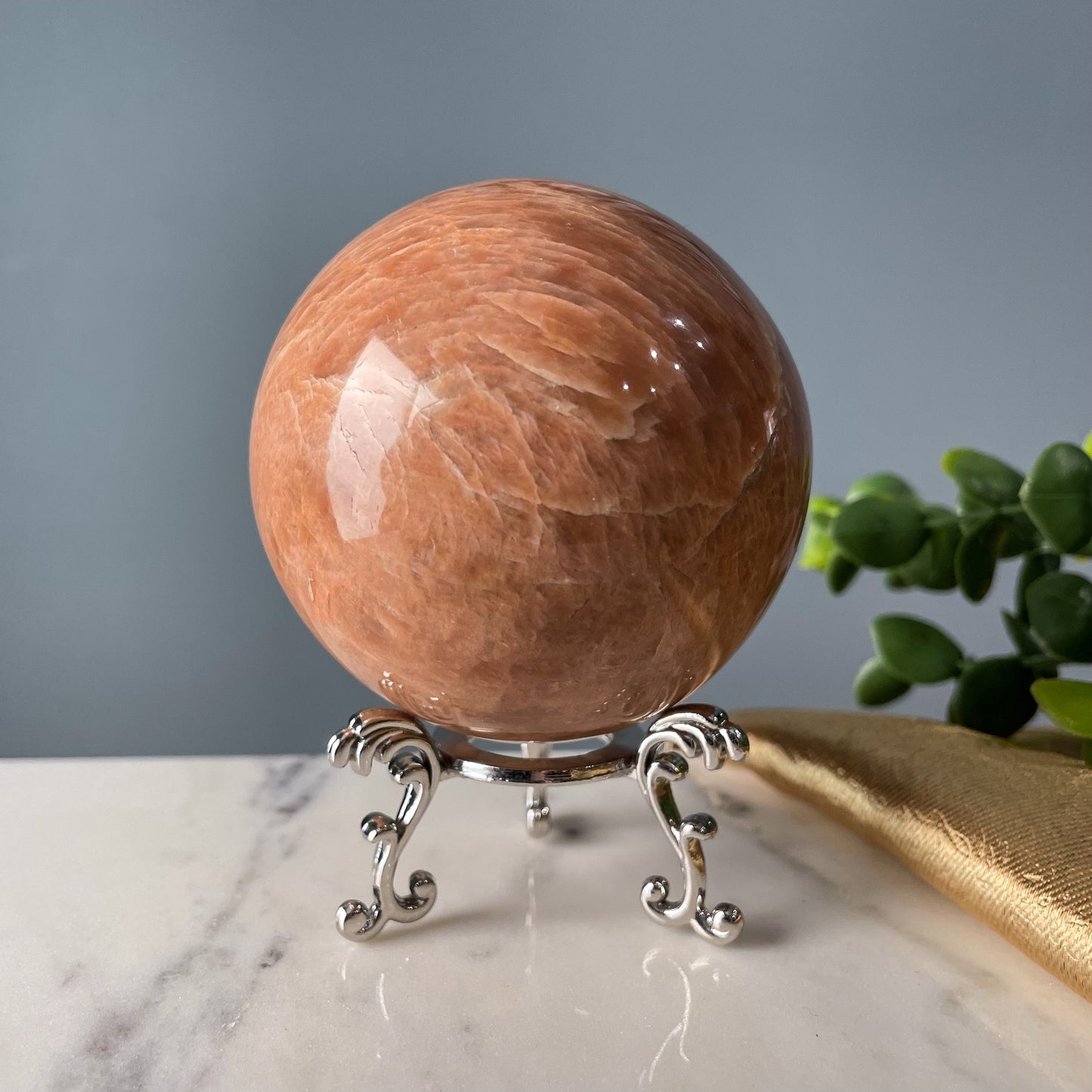 Flashy Peach Moonstone Sphere