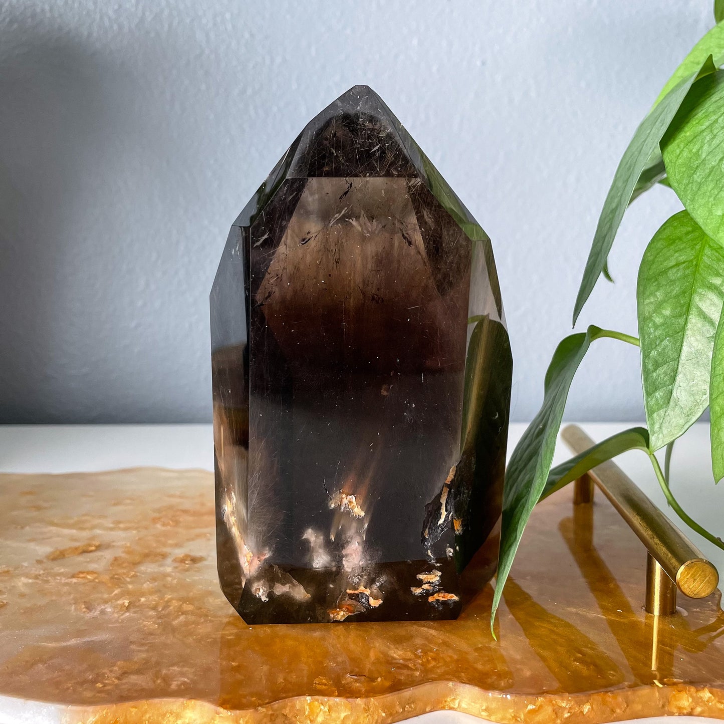 Rutile Smokey Quartz Tower