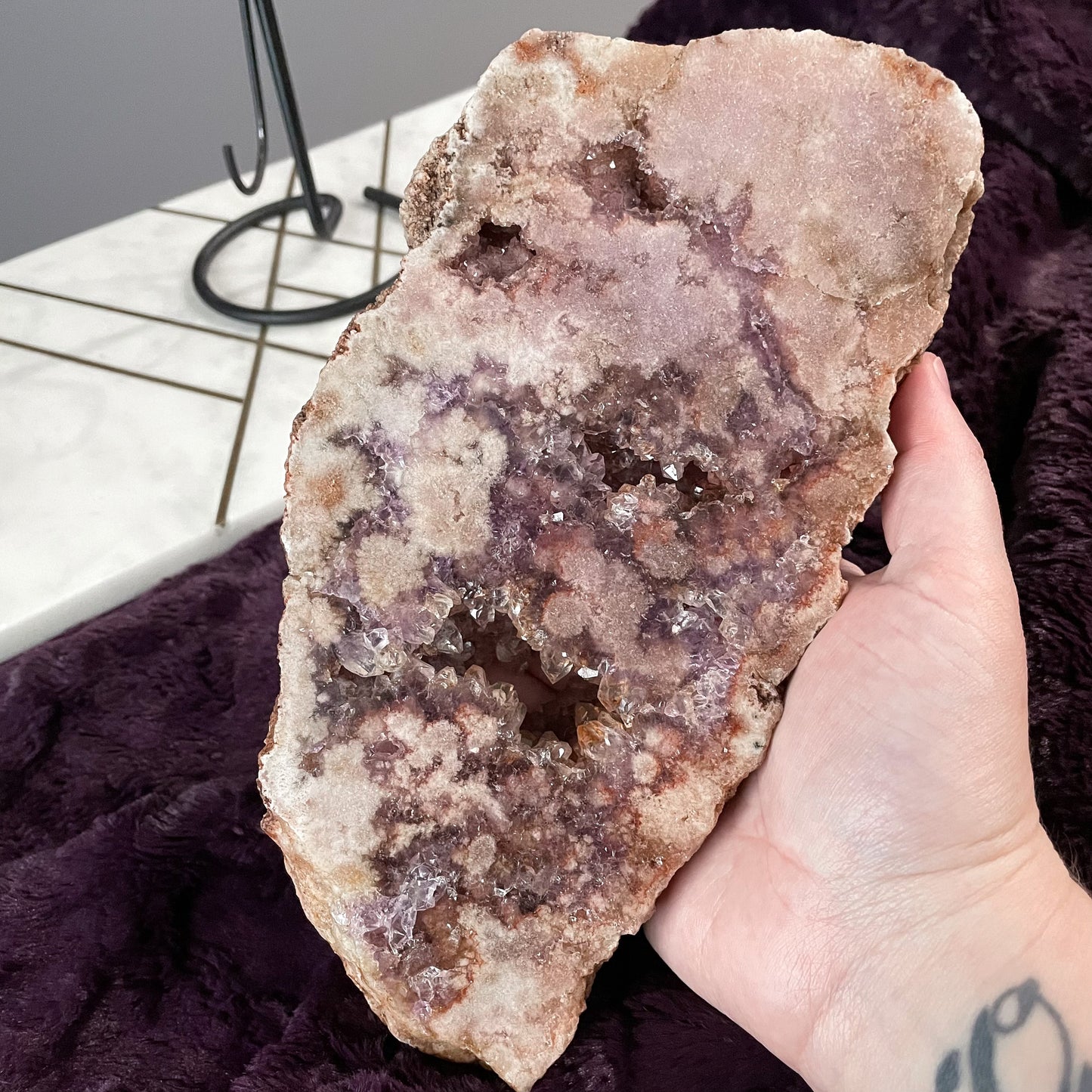 Pink Amethyst Slab on a Stand