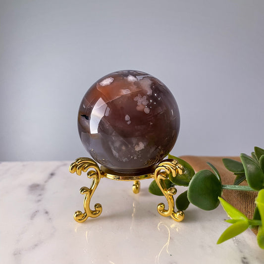 Black Flower Agate Sphere