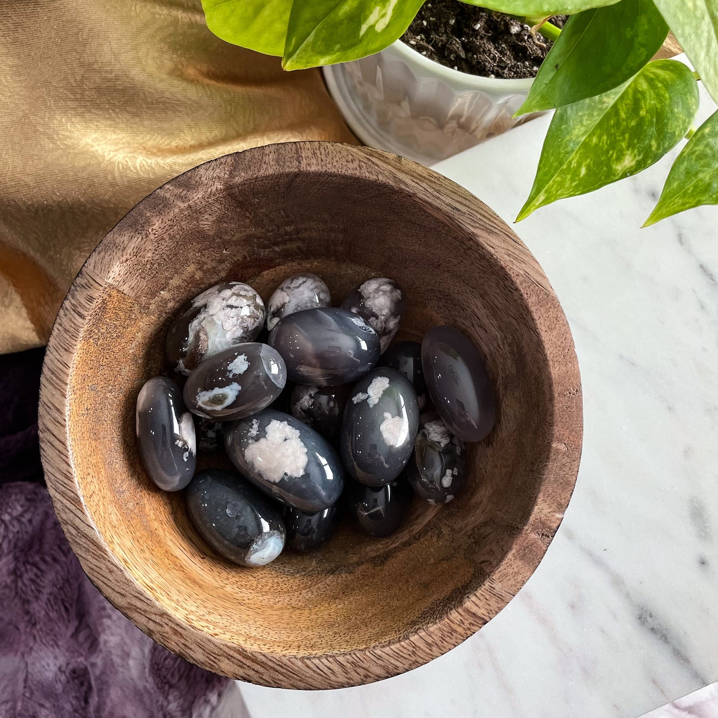 Black Flower Agate Shiva