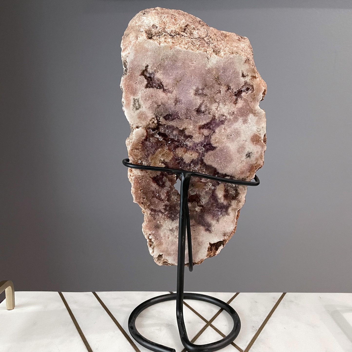 Pink Amethyst Slab on a Stand