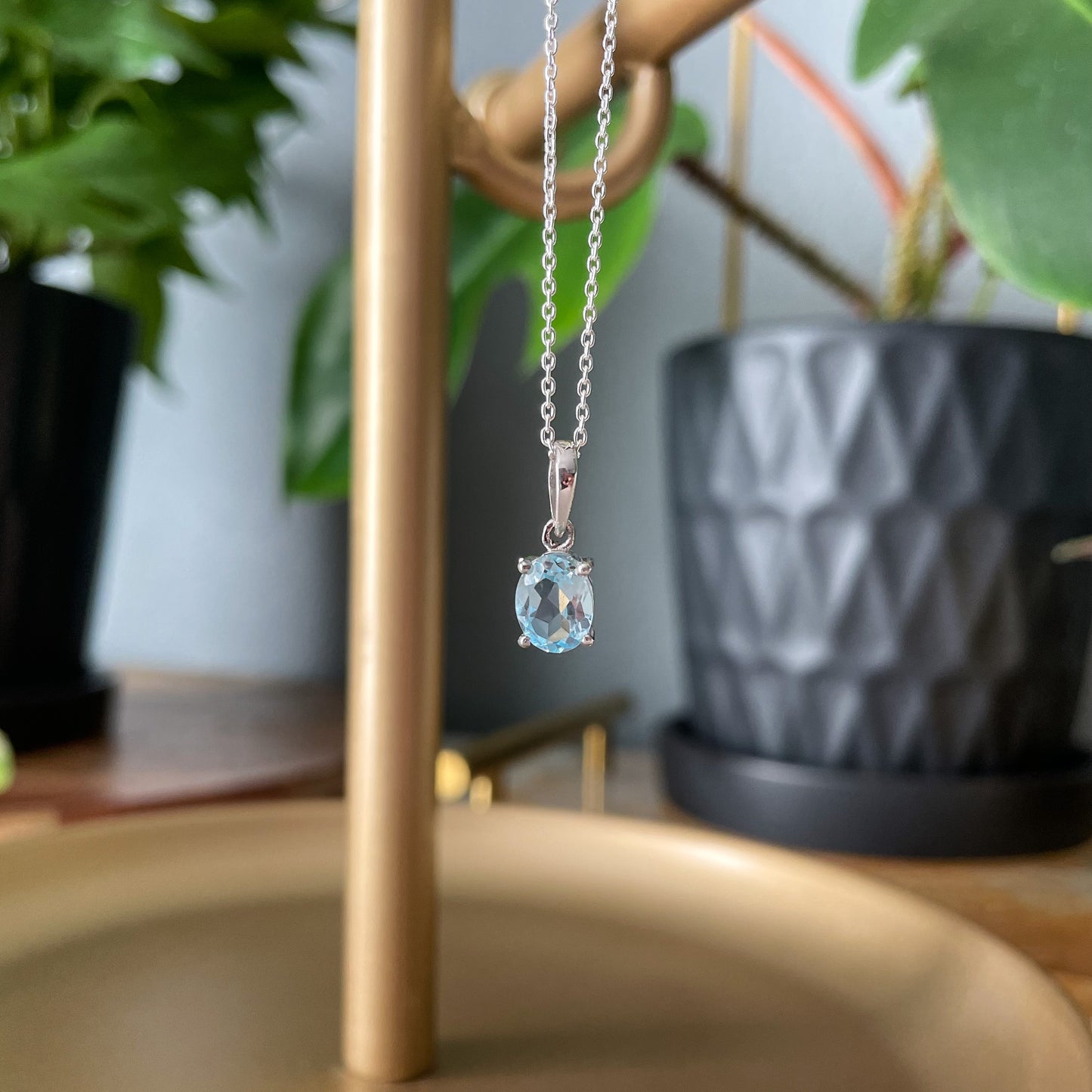 Blue Topaz Pendant Necklace