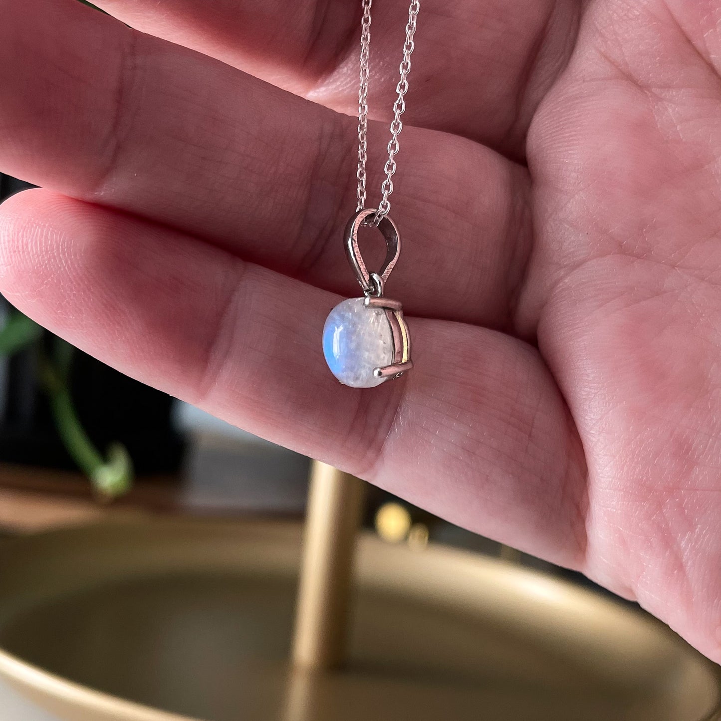 Rainbow Moonstone Pendant Necklace