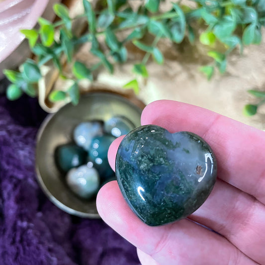 Moss Agate Small Heart