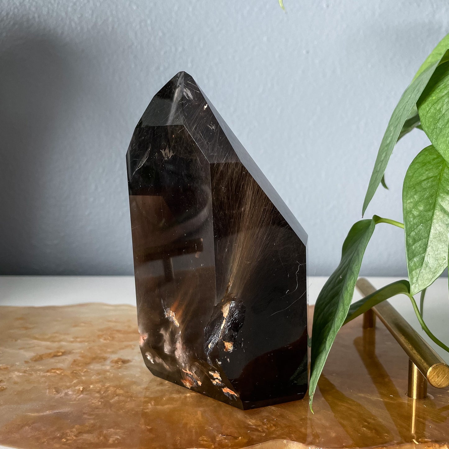 Rutile Smokey Quartz Tower