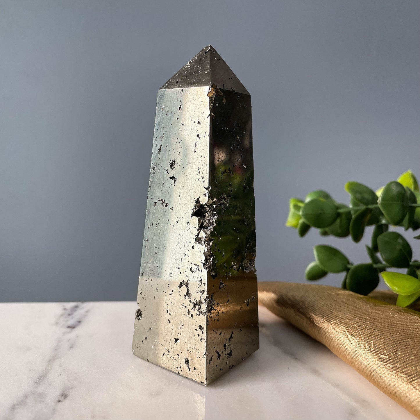 Druzy Pyrite Obelisk