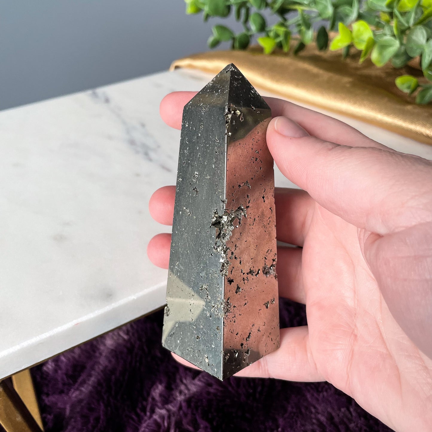 Druzy Pyrite Obelisk