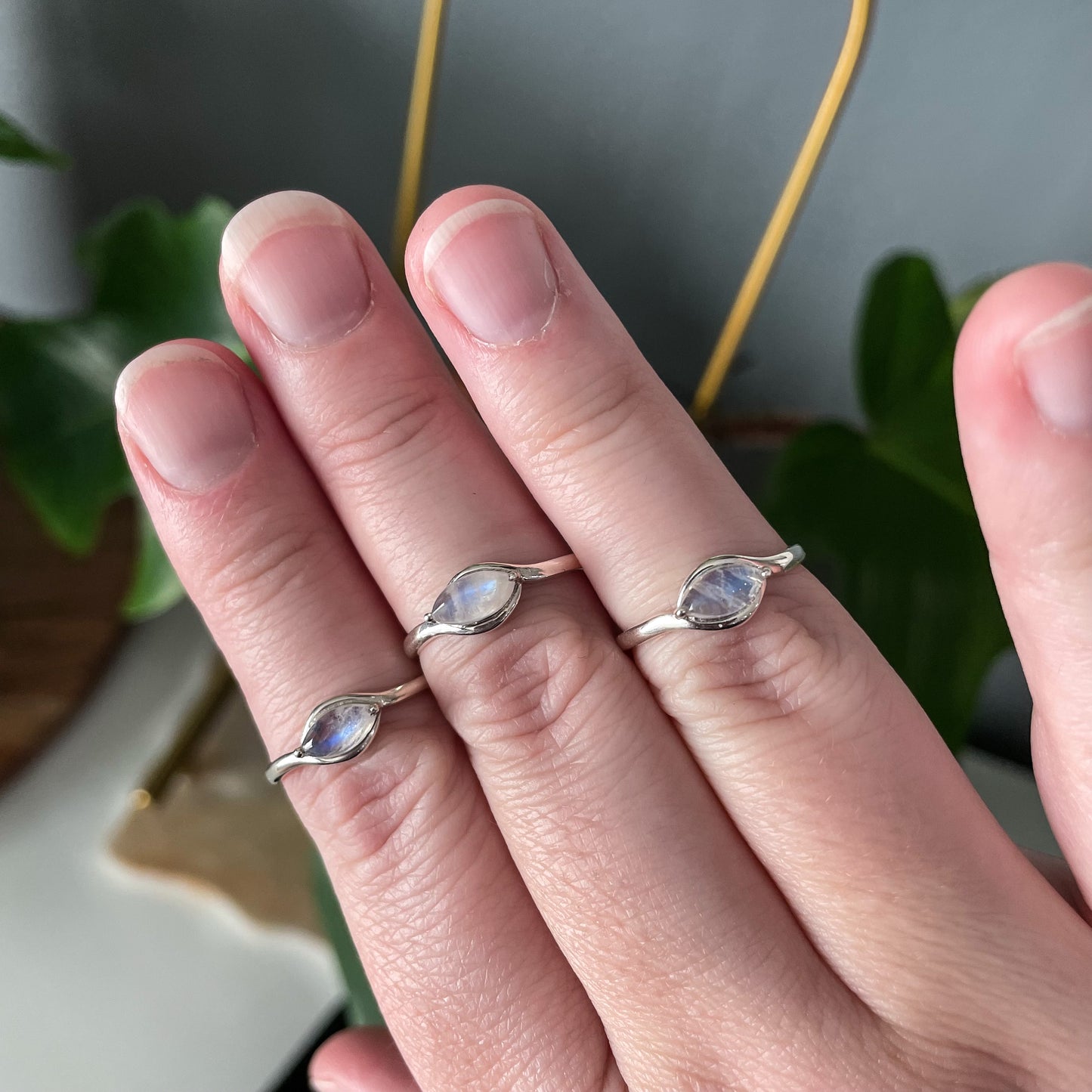 Rainbow Moonstone Eye Ring