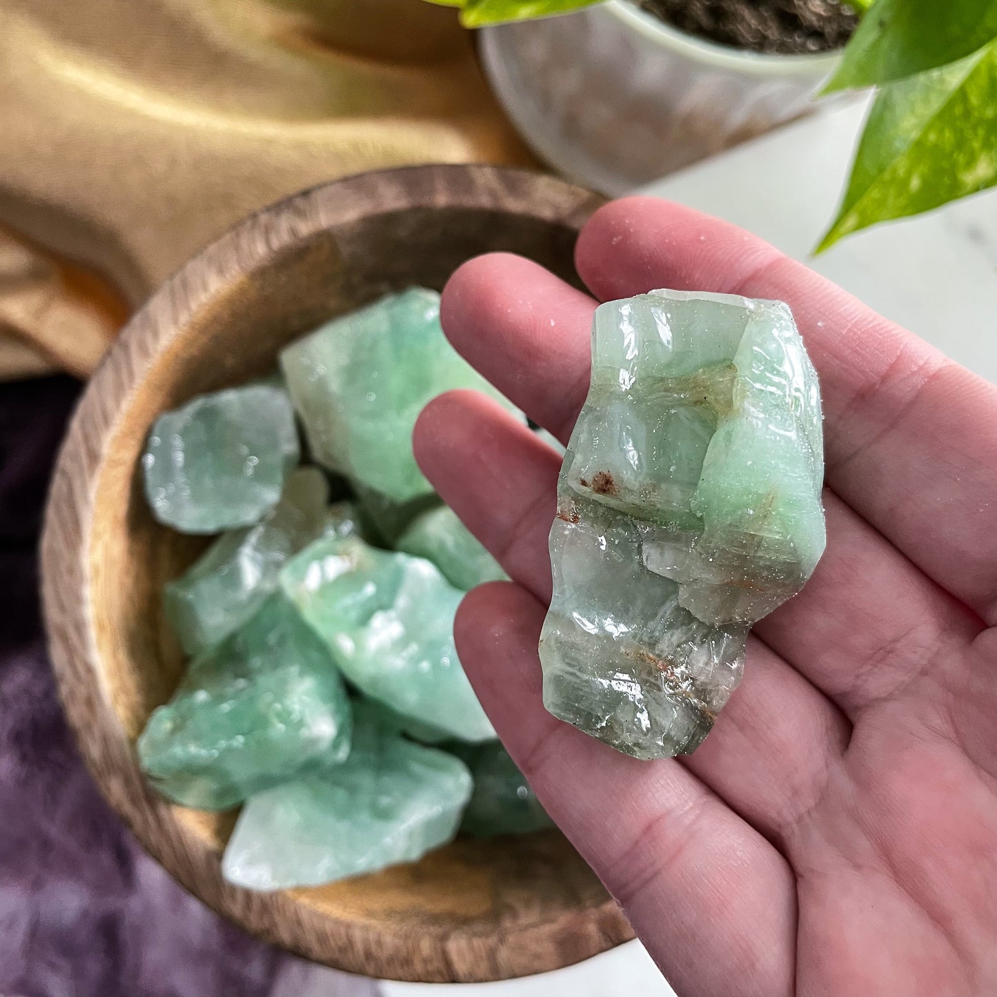 Raw Green Calcite