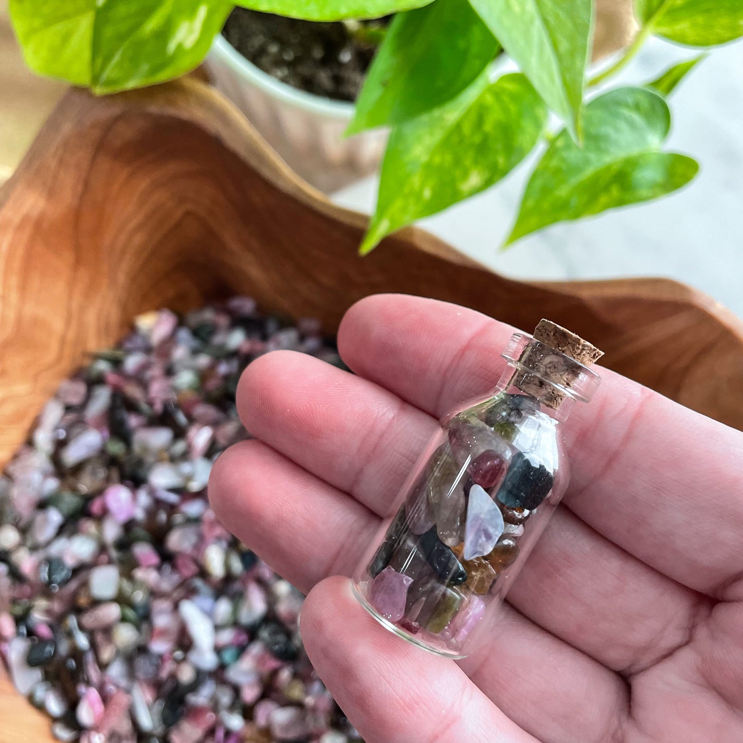 Watermelon Tourmaline Chip Bottle